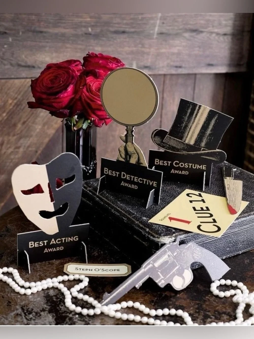 Party Props Award Set - Black and Gold Mystery Theme